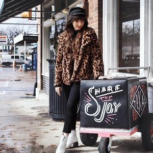 Shein leopard teddy coat